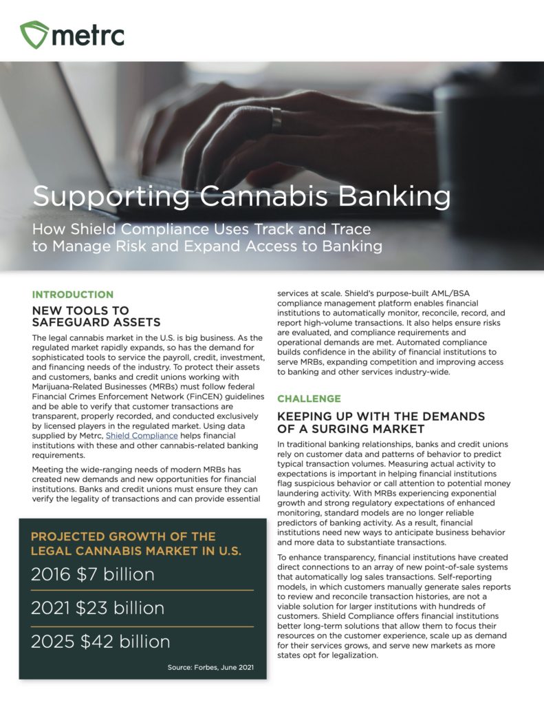 Supporting Cannabis Banking Metrc