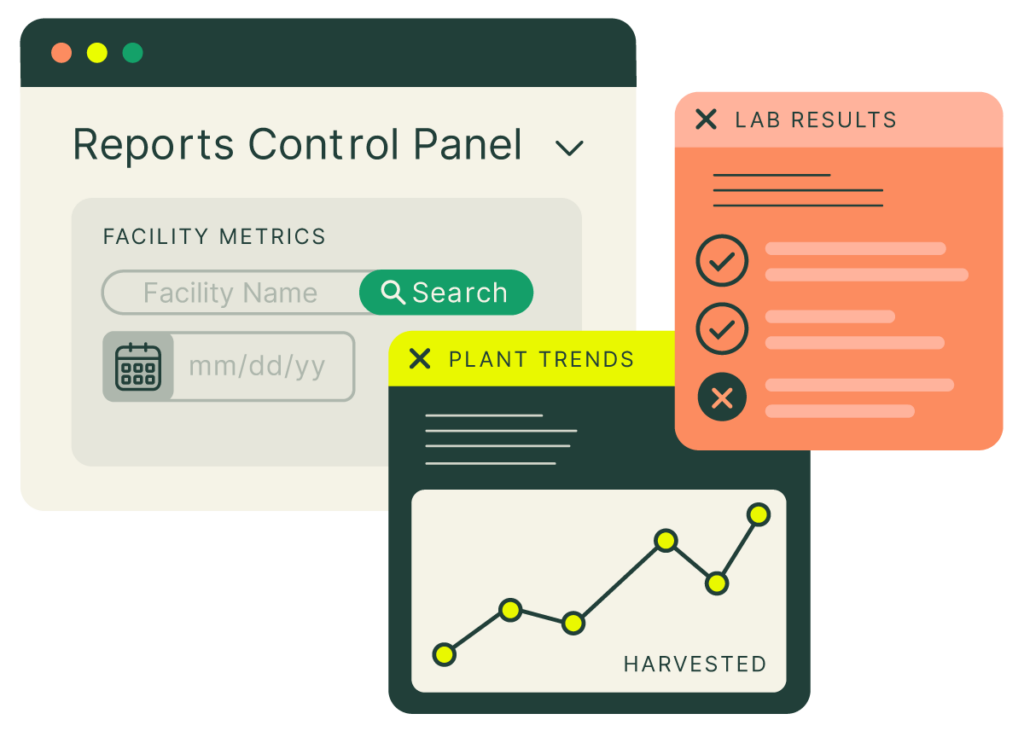 UI Interface showing various data points, with filter and search options