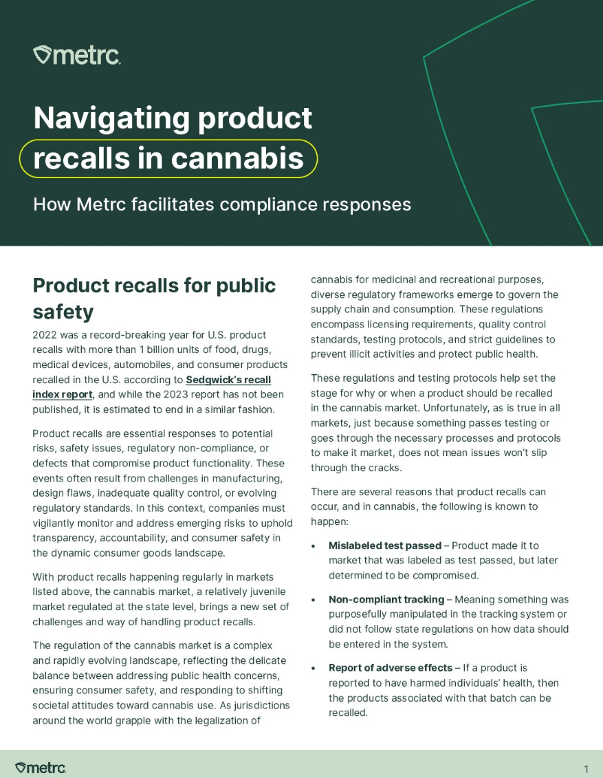 Navigating product recalls in cannabis