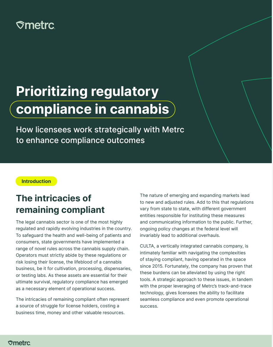 Prioritizing regulatory compliance in cannabis